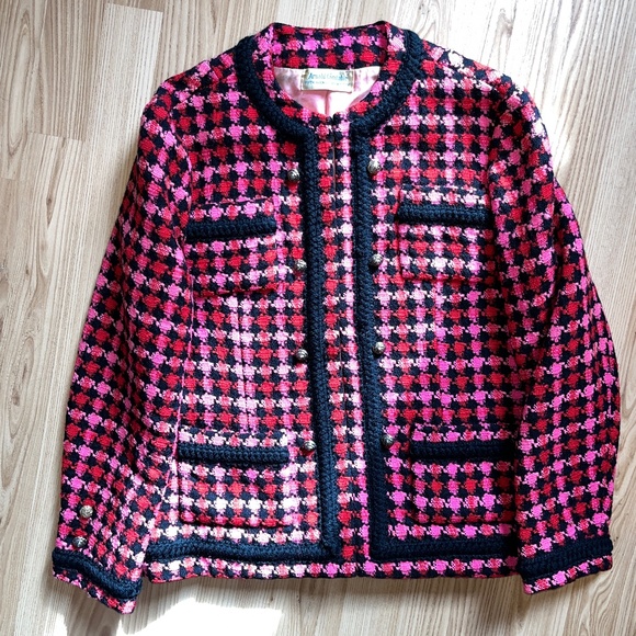 Arnold Constable Fifth Ave vintage wool jacket, Chanel inspired, black & pink - Picture 2 of 16